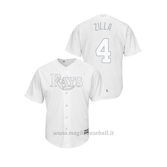 Maglia Baseball Hombre Tampa Bay Rays 4 Blake Snell 2019 Players Weekend Replica Bianco